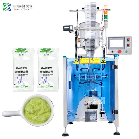 Food/Liquid Automatic Sachet Packing Packaging Machinery of Vacuum Three/Four Sides Sealing for Sauce/Tomato Paste/Salt/Seasoning/Sugar/Milk Tea/Snacks/Tablet