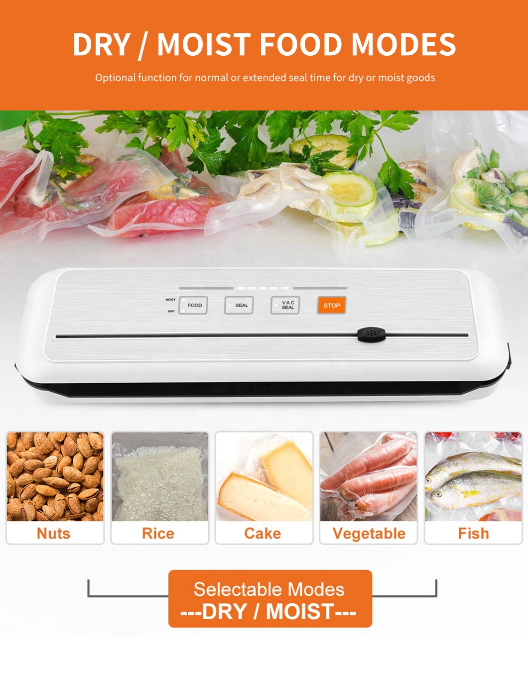 Household Vacuum Sealer Machine Food Sealer with Plastic Bag Cutter Best for Sous Vide Cook