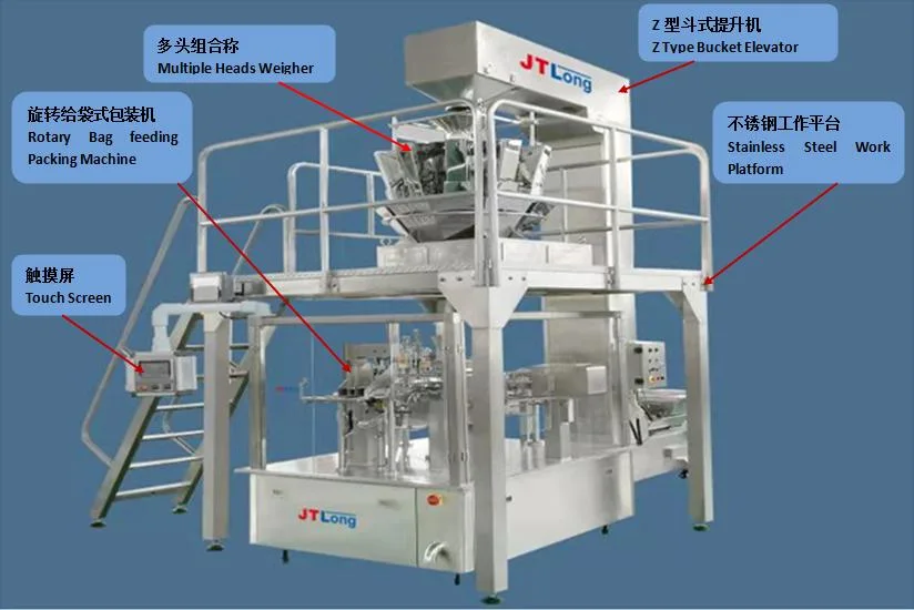 China Full Automatic Accutate Weighing Pre-made bag feeding packaging machine